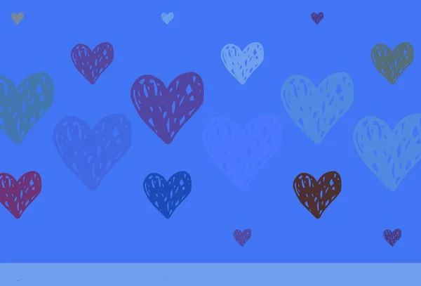Rosa Claro Padrão Vetor Azul Com Corações Coloridos Ilustração Inteligente — Vetor de Stock