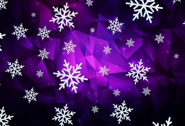 Dark Purple Pink Vector Layout Bright Snowflakes Stars Modern Geometrical — Stock Vector