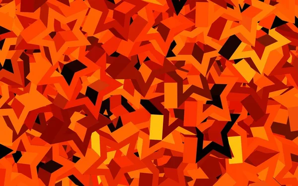 Темно Оранжевый Векторный Фон Цветными Звездами Декоративная Сияющая Иллюстрация Звездами — стоковый вектор