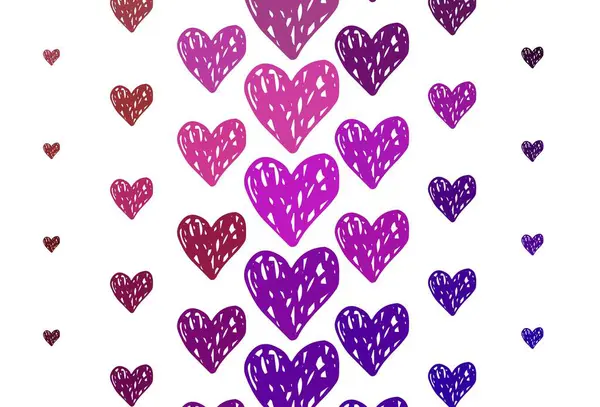 Светло Розовая Красная Векторная Текстура Прекрасными Сердцами Декоративный Дизайн Сердечками — стоковый вектор