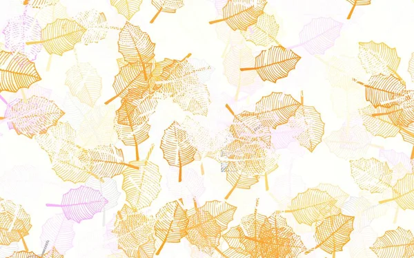 Light Pink Yellow Vector Doodle Backdrop Leaves Leaves Flowers Natural — 图库矢量图片