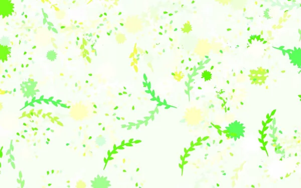 Светло Зеленый Желтый Вектор Естественный Фон Цветами Элегантная Яркая Иллюстрация — стоковый вектор