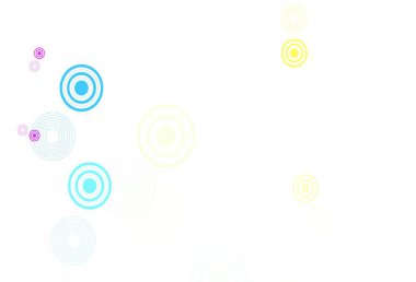 Kabarcıklı hafif çok renkli vektör arkaplanı. Parlak renkli soyut çemberlerin olduğu bir resim. Reklamlar, broşürler için desen.