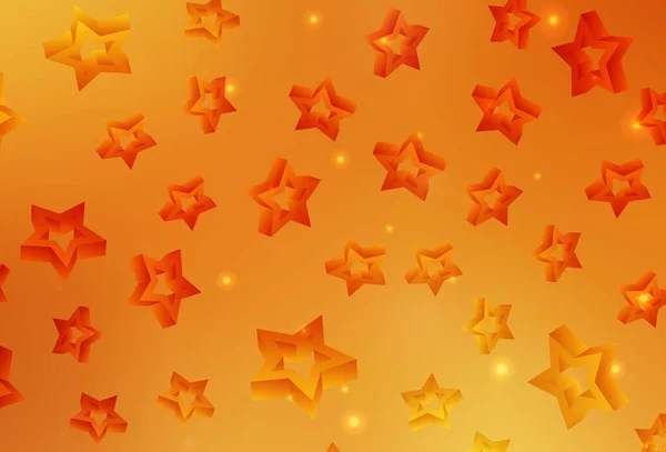 Світло Оранжевий Векторний Фон Кольоровими Зірками Блискучі Кольорові Ілюстрації Зірками — стоковий вектор
