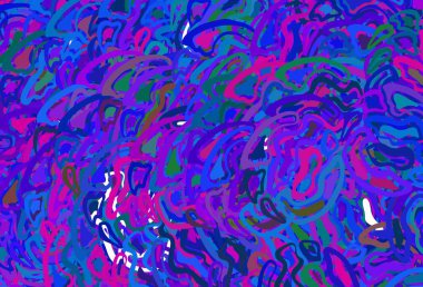 Koyu pembe, kıvrımlı çizgileri olan mavi vektör düzeni. Değişken çizgileri olan renkli geometrik örnek. Markan için yeni kompozisyon.