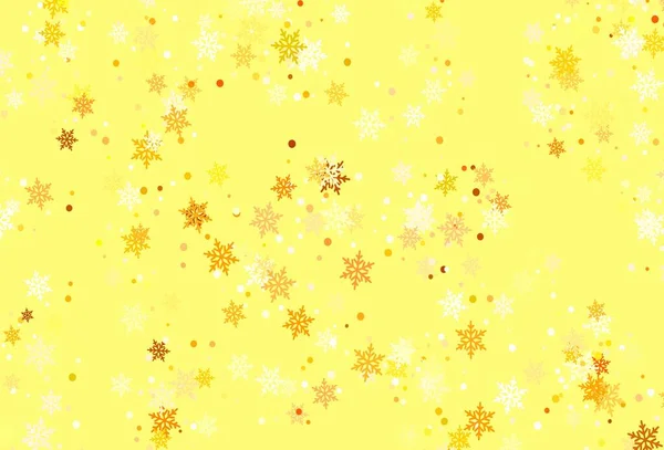 Verde Claro Padrão Vetor Amarelo Com Flocos Neve Natal Ilustração — Vetor de Stock