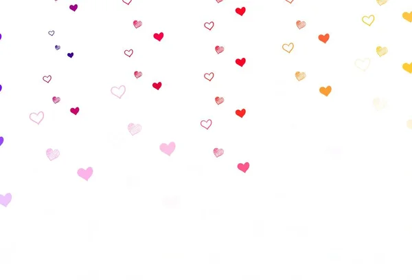 Светло Красный Желтый Векторный Фон Сердцами Цветная Иллюстрация Сердечками Стиле — стоковый вектор