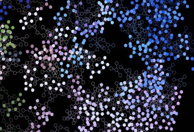 Koyu mavi, kırmızı vektör şablonu ve yapay zeka ağı. Parlak renkli bir illüstrasyon ve yapay zekanın gerçek yapısı. Zeka ve yenilik reklamları için şablon.