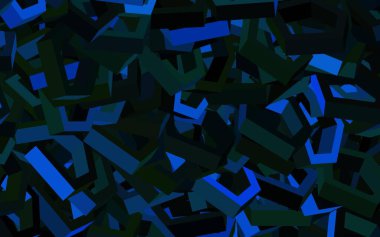 Koyu mavi, altıgen şeklinde yeşil vektör şablonu. Bulanık arkaplanda renkli altıgenler. İniş sayfaları için desen.