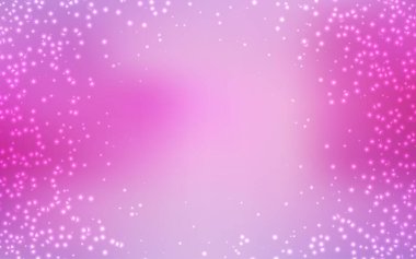 Uzay yıldızları ile Açık Pembe vektör şablonu. Soyut şablonda gökyüzü yıldızlarıyla parlayan illüstrasyon. Kozmik arka planlar için şablon.