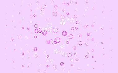 Açık Pembe, daireli mavi vektör şablonu. Renkli su damlaları olan modern soyut çizimler. Fütürist reklamlar ve kitapçıklar için şablon.