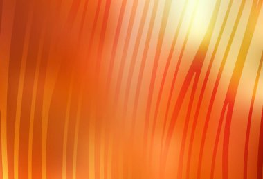 Açık Kırmızı, kıvrımlı çizgileri olan sarı vektör arkaplan. Basit eğri biçiminde parlak renkli bir illüstrasyon. Broşürler, broşürler için doku.