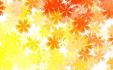 Açık kırmızı, çiçekli sarı vektör şablonu. Çiçeklerle karalama tarzında renkli çizimler. Duvar kağıdı tasarımınız için yeni bir doku.