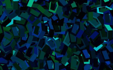 Koyu mavi, altıgenli yeşil vektör arkaplan. Renkli altıgenli soyut illüstrasyon. Duvar kağıtlarının dokusu için desen.