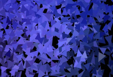 Çizgileri ve üçgenleri olan koyu mor vektör düzeni. Renkli üçgenlerin olduğu bir resim. İşiniz için en iyi akıllı tasarım.