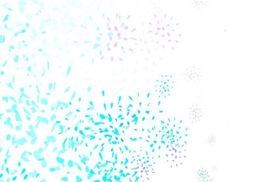 Açık pembe, yapraklı mavi vektör karalama arkaplanı. Doğal yaprağı olan zarif, parlak bir illüstrasyon. Duvar kağıtları, boyama kitapları için desen.