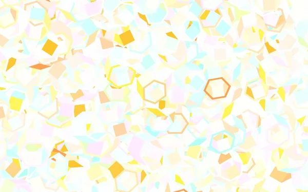 Fond Vectoriel Multicolore Clair Avec Ensemble Hexagones Illustration Hexagones Colorés — Image vectorielle