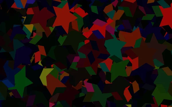 Dunkelgrüne Rote Vektorvorlage Mit Himmelssternen Glitzernde Abstrakte Illustration Mit Farbigen — Stockvektor