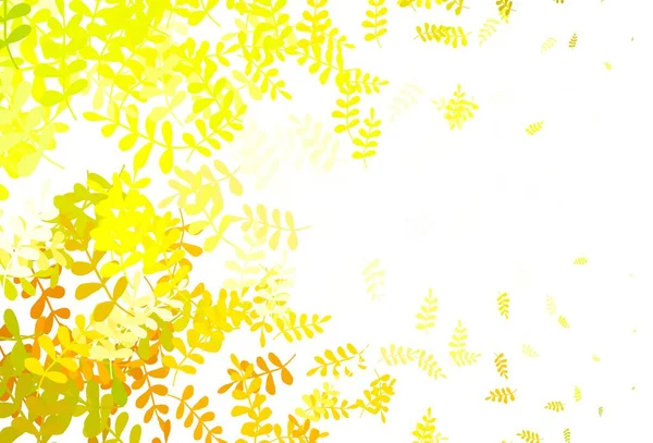 Verde Claro Padrão Doodle Vetor Amarelo Com Folhas Ilustração Abstrata — Vetor de Stock