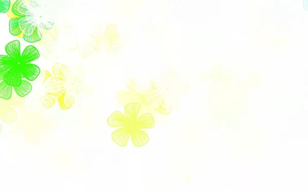 Vert Clair Fond Naturel Vectoriel Jaune Avec Des Fleurs Illustration — Image vectorielle