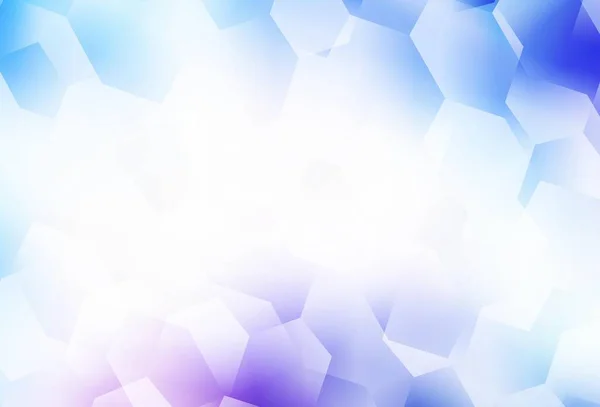 ライトピンク 六角形の青いベクトル背景 六角形で抽象的なイラストを光る ブランドブックの新しいテンプレート — ストックベクタ