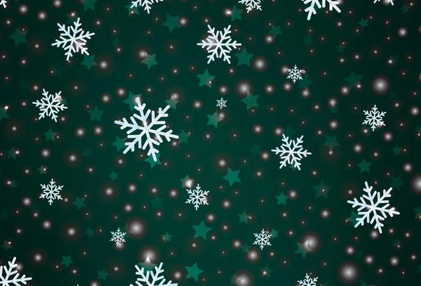 Fond Vectoriel Vert Foncé Avec Flocons Neige Noël Étoiles Flocons — Image vectorielle