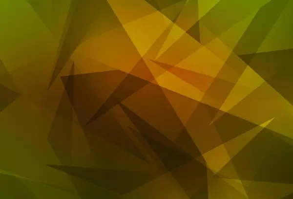 ダークグリーン 三角形のスタイルで黄色のベクトルテクスチャ 三角形で抽象的なイラストをキラキラさせます 携帯電話の背景 — ストックベクタ