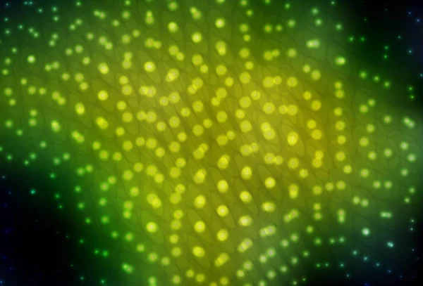 Verde Oscuro Fondo Vector Amarillo Con Burbujas Burbujas Borrosas Sobre — Vector de stock