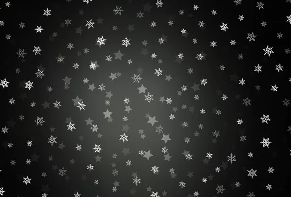 Plantilla Vectorial Gris Oscuro Con Copos Nieve Hielo Estrellas Ilustración — Vector de stock