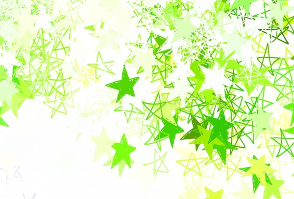 Verde Claro Patrón Vector Amarillo Con Estrellas Navidad Ilustración Decorativa — Archivo Imágenes Vectoriales