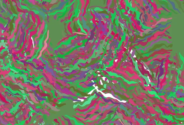 Светло Розовый Зеленый Векторный Узор Изогнутыми Линиями Красочная Иллюстрация Абстрактном — стоковый вектор