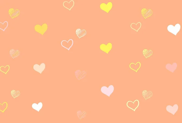 Plantilla Vectorial Naranja Claro Con Corazones Garabato Corazones Sobre Fondo — Archivo Imágenes Vectoriales