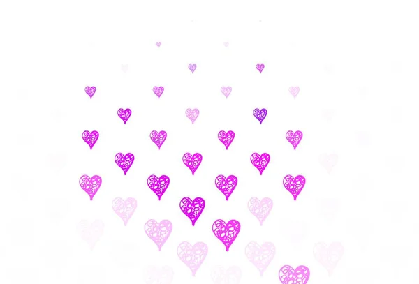 Светло Фиолетовый Векторный Фон Сердцами Иллюстрация Изображением Градиентных Сердец Фоне — стоковый вектор