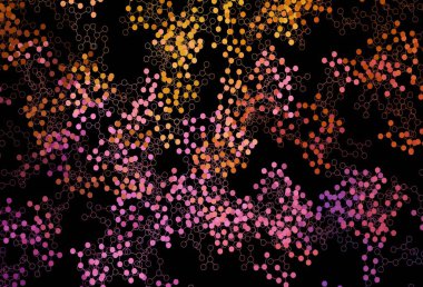 Koyu pembe, yapay zeka yapısına sahip sarı vektör şablonu. Renkli yapay zeka yapısı, eğimli çizgiler ve noktalar. Bilim için desen, geleceksel tasarımlar..