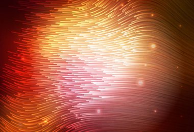 Koyu kırmızı, kıvrımlı çizgileri olan sarı vektör dokusu. Değişken çizgileri olan renkli soyut çizimler. Broşürler, broşürler için doku.