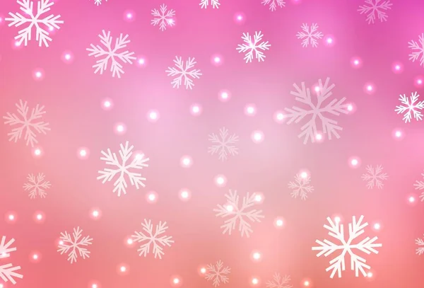 Diseño Vectorial Rosa Claro Con Copos Nieve Brillantes Estrellas Ilustración — Vector de stock