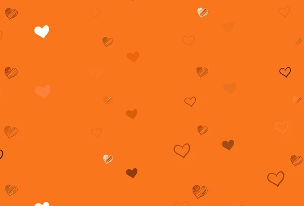 Light Orange Vector Backdrop Sweet Hearts Decorative Shining Illustration Hearts — Stock Vector