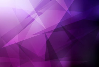 Çizgileri ve üçgenleri olan koyu pembe vektör düzeni. Üçgen şekilli ışıltılı soyut çizimler. Broşürler, broşürler için desen