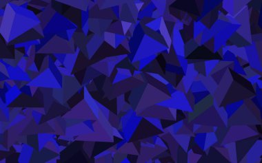 Üçgenli koyu mor vektör arkaplan. Üçgen şekilli ışıltılı soyut çizimler. Broşürler, broşürler için desen