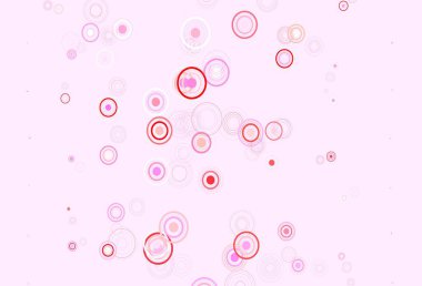Disklerle açık pembe vektör dokusu. Bulanık yağmur damlaları olan soyut bir çizim. Reklamlar, broşürler için desen.