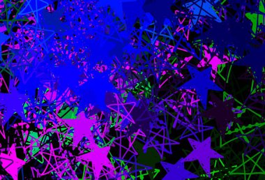 Koyu renkli vektör arka planı, güzel kar taneleri, yıldızlar. Kar taneleriyle modern geometrik soyut çizim. Yeni yıl reklamı için tasarım, kitapçıklar.