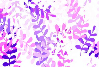 Açık Pembe, yapraklı mavi vektör özeti. Bulanık arkaplanda, gradyanı olan yapraklar. İşiniz için yepyeni bir tasarım..