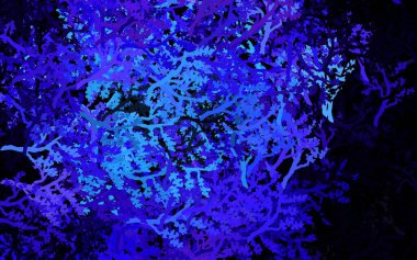 Koyu pembe, mavi vektör karalama arkaplanı, ağaçlar, dallar. Rengarenk ağaçların çizimi. Web ve broşürler için elle boyanmış tasarım.