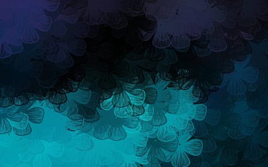 Koyu pembe, mavi vektör karalama dokusu ağaçlar, dallar. Karalama tarzında çiçekli soyut illüstrasyon. Duvar kağıdı tasarımınız için yeni bir doku.