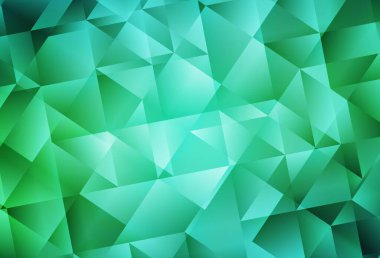 Açık yeşil vektör çokgen şablonu. Zarif üçgenleri olan soyut çizimler. İşiniz için en iyi üçgen tasarım.