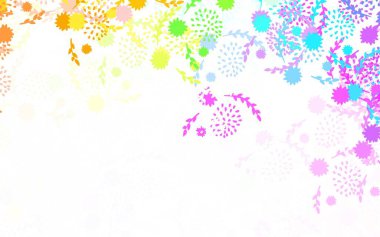 Çiçekli, çok renkli, zarif bir şablon. Çiçekli, bulanık şekilli, yaratıcı illüstrasyon. Web sitesi yöneticileri ve tasarımları için desen.
