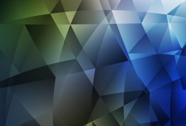 Koyu mavi, yeşil vektör çokgen çizimi. Gradyanı olan üçgen geometrik örnek. Web siteniz için çokgen tasarım.