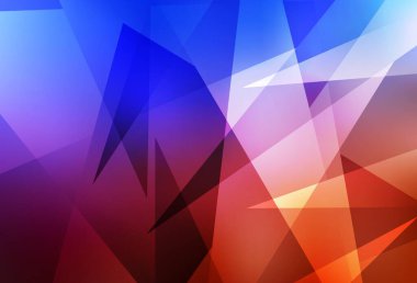 Açık mavi, üçgenli kırmızı vektör arkaplan. Soyut üçgenli dekoratif tasarım. Broşürler, broşürler için desen