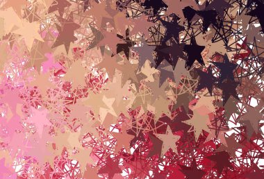 Açık kırmızı, güzel yıldızlı sarı vektör dokusu. Soyut şablondaki yıldızlarla dekoratif parlak illüstrasyon. Kozmik arkaplanlar için şablon.