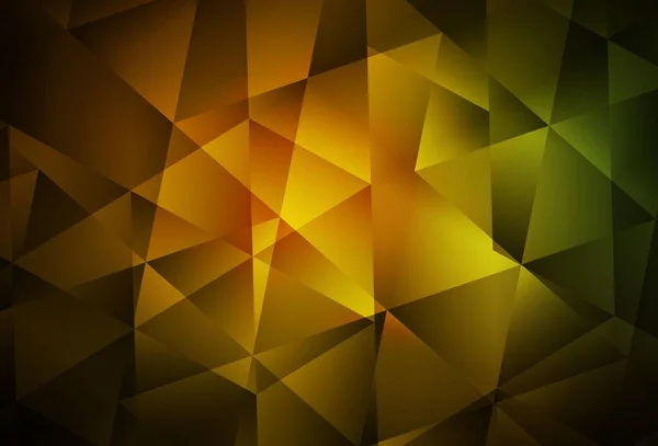 Dunkelgrüner Gelber Vektor Abstrakter Mosaikhintergrund Dreieckige Geometrische Probe Mit Steigung — Stockvektor
